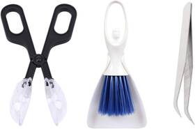 -us 445009229299 Tiny Cleanning Broom Scooper Feeding Tool Mini Dustpan And Brush Stainless Ste