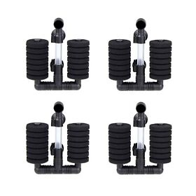 4 Pack Sponge Filter Double Bio Compatible 4inch X 1.8inch 6.25inch Black Durable