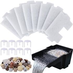 Ad-x-pond-filter-media-8set Adnee 17 Pcs Pond Waterfall Spillway Filter Pad And Ceramic Rings