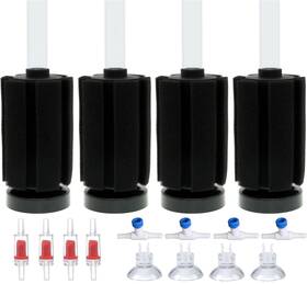 Alegi 726084447806 4pcs Small Aquarium Bio Sponge Filter With Suction Cups Check Valves For