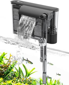 Aq069-l Aqqa Hang On Back Aquarium L For 9-16 Gallons With 3pcs Filter Sponge Grey