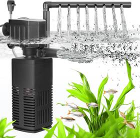 Aq070 Aqqa Aquarium Filter 4-in-1 Submersible Fish Tank Internal 12w Black