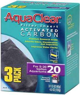 A1380 Aquaclear Filter Insert Activated Carbon 20 Gal - 3 Ct
