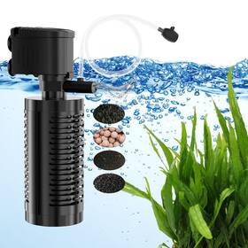10112 Aquamiracle True 4-stage Fish Tank Filter In-tank For 10-40 Gal Tanks Black