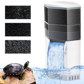 Xp-01b Aquamiracle Turtle Tank Filter 225gph 3-stage Super Quiet Low Water Level For 10-4