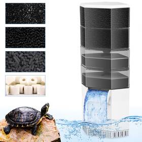 Xp-01c Aquamiracle Turtle Tank Filter 265gph 4-stage Super Quiet Low Water Level For 30-6