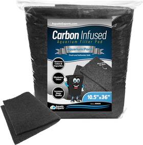 Aquatic Experts 689741156186 Carbon Infused Aquarium Filter Pad - Cut To Fit 10.5 Inch X 36 For Clear Water