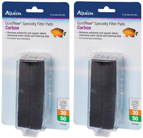 Aqueon 2 Pack Of Quiet Flow 30/50 Carbon Reducing Specialty Filter Pads 4 Per P