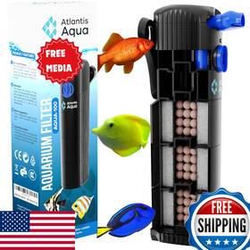 B0d6p2ln7f Atlantis Aqua 55-100 Gallon Aquarium Filter Silent Submersible Fish Tank