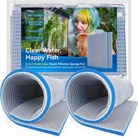 Borlech Bx-aqfs-60x40-2p 8-layer Fast-acting Aquarium Filter Pad Cut-to-size 23.62x15.75x0.6 In 2 Pcs