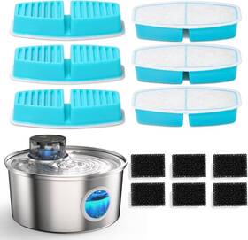 Casfuy Pwl-003 Pet Water Fountain Replacement Filters And Pre-filter Blue Black