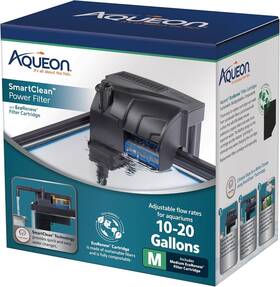 100551030 Central Garden & Pet Aqueon Aquarium Fish Tank Smartclean Power Filter With Ecorenew Cartridge