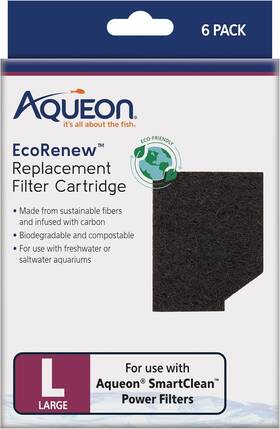 100551083 Central Garden & Pet Ecorenew Large Aquarium Filter Cartridge 6 Pack Nodrip Minimal Mess