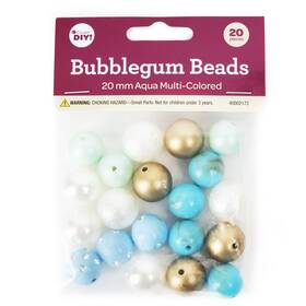 40002172 Cousinsdiy 3 Pack Cousindiy Bubblegum Bead 20mm 20/pkg-aqua