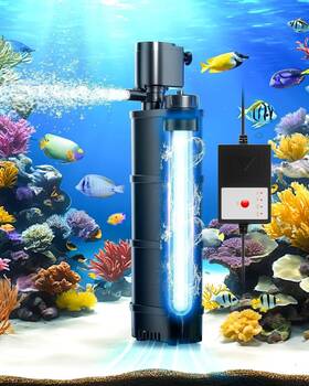 Dawnmarine 711181860887 Aquarium Filter U-v For 50-150 Gallon 4 In 1 Fish Tank With 5w Light G