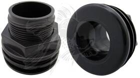 43349-445 Encompass All Am Brand 1 Inch Slip X 3/4 Hole Twin Pack - Black Pvc Aquarium Bulkhead