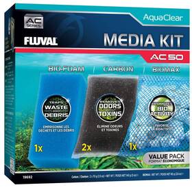 19692 Fluval Ac50 Complete Aquarium Filter Media Kit Bio Foam Biomax Activated Carbon