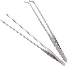 Hachiemon 662565280688 Eskoni 2-piece Aquarium Tweezers Stainless Steel Straight And Curved