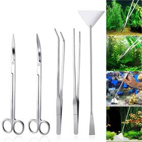Hao Mall 734830844595 Aquarium Aquascaping Tools 5 In 1 Stainless Steel Tweezers