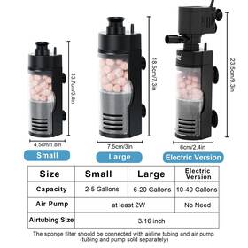 Hg044 Hygger Aquarium Double Sponge Filter Comes With 2 Spare Sponges For 10-40 Gallon