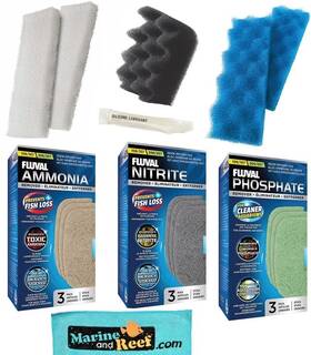 Inland Seas 754684245409 Fluval 206 207 Replacement Media Bundle 6pcs Bio-foam Ammonia