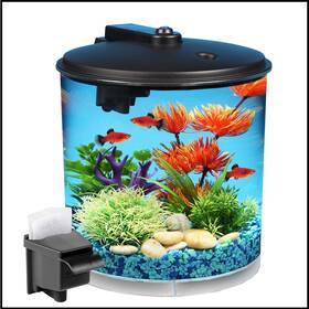 Koller Products 049146156110 1.5-gallon 360 View Aquarium Kit With Multiple Colors Led Lighting And Power