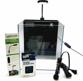 Lifegard Aquatics 788379323394 Ultra Clear Aquarium With Filter Rimless Beveled Glass 5 Gph Flow
