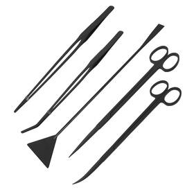 Mandala Crafts 810133675569 Aquarium Tools Kit Black Stainless Steel Tweezers Scissors Tongs