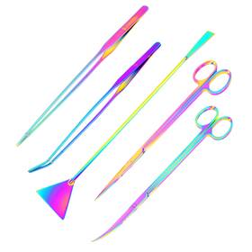 Mandala Crafts 810133675576 Rainbow Stainless Steel Aquascape Tools Kit - Aquascaping Aquarium Twee