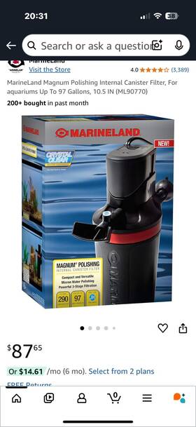 90770 Marineland Magnum Polishing Internal Canister Filter Aquariums 10.5 Inches