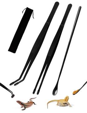 Maviytxen 768825430258 3pcs Reptile Feeding Tongs With Rubber Tips 11.8-inch Stainless Steel Reptil