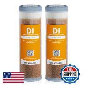Max Water B09hkypjzx 2-pack Refillable Mixed Bed Di Resin Filter Cartridge Fits Wide Style