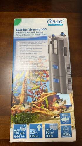 Oase 706759551564 Bioplus Thermo 100 Internal Aquarium Corner Filter With Heater