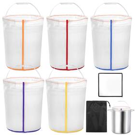 Bags01 Omistar 5 Pcs Gallon Reusable Mesh Filter Bags Nylon With Storage Bag