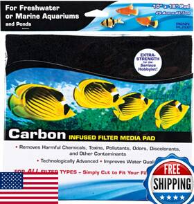 B00l1qlpro Penn-plax Carbon Infused Aquarium Filter Media Pad 10x18 Easy Cut