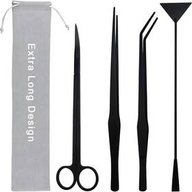 Petsocie 742221944151 Aquarium Aquascape Tools Kit Long 15 Inch Stainless Steel Aquatic Plants Too