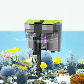 Pueutu B0ddfzlr1l Aquarium Filter- 4 In 1 Double Waterfall U-v Fish Tank Filter For Green