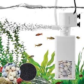 Jy-500f Qiqiwader All-in-one Aquarium Internal Filter 6w 130gph Submersible Fits 10-40 Gallon