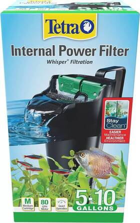 Aq-65816 T Tra Tetra Whisper Internal Power Filter 5 To 10 Gallons In-tank With Air Pump Black