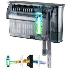 Tararium 973937722335 Large Hang On Back Aquarium Filter 264gph For 40-100 Gal. Fish Tank With U-v Ligh