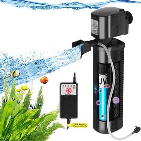 Wp-590f-uv8 Tararium Aquarium Filter U-v Light With Timer For 40-150 Gal. Fish Turtle Wp-590f Black