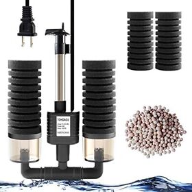 Tohidaqu Aquarium Sponge Filter 4w 80gph Fish Tank Filters With Double