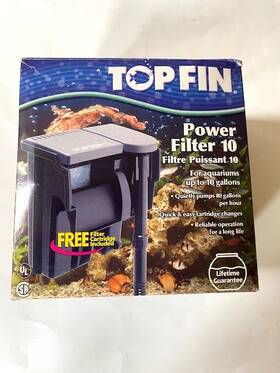 35902 Top Fin Power Filter 10 For Aquariums Up To Gallons Made In Usa - New Box