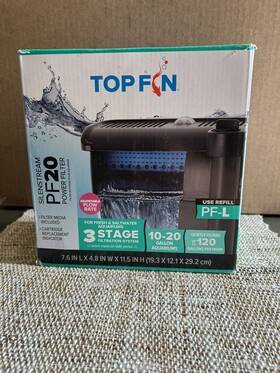 5262295 Top Fin Pf20 Power Aquarium Filter 10-20 Gallon Fresh And Saltwater Fish Tank