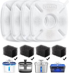 Vk1409 Veken Cat Water Fountain Filter Classic 4 Pack Replacement 8 White