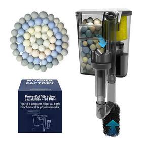 Wonderfactory 198715154290 Ultra-quiet 80 Gph Fish Tank Filter Hang-on Back Aquarium With Biochem