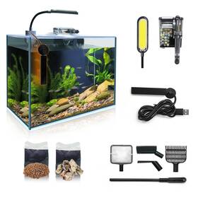 Wonderfactory 198715833447 3 Gallon Fish Tank Aquarium Starter Kit Including Glass Small Bowl Hea