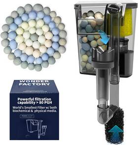Filter-80 Wonderfactory 313044147137 Aquarium Gph Ultra-quiet Hang-on Back 5-gln Freshwater Saltwater Tanks