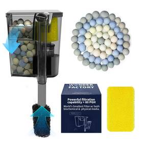 G1-qk-001 Wonderfactory Small Aquarium Filter 1 To 5 Gallon Fish Tank 80 Gph Hob Hang On Back Includ