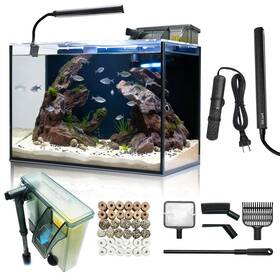 Vs10-01 Wonderfactory 10 Gallon Aquarium Set Glass Fish Tank With Heater Self Cleaning System Filt